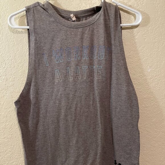 NWOT Women's Under Armour "I Workout A Latte" Workout Tank Top - Picture 1 of 3